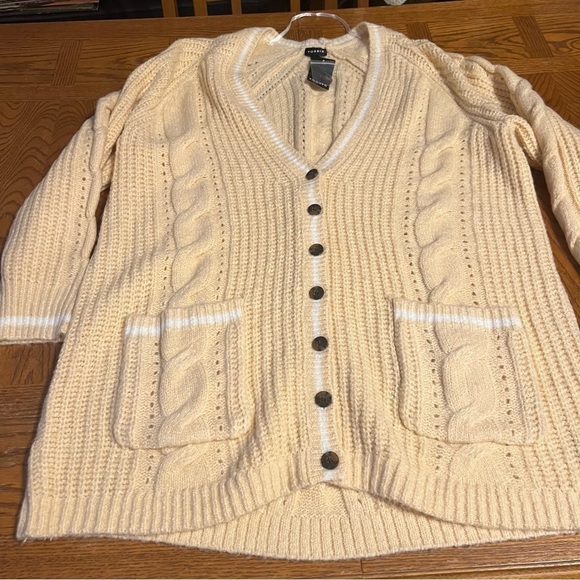 NEW Torrid Chunky Cable Knit Boyfriend V-Neck Cardigan Sweater in Butter Sz 3 - Picture 6 of 15